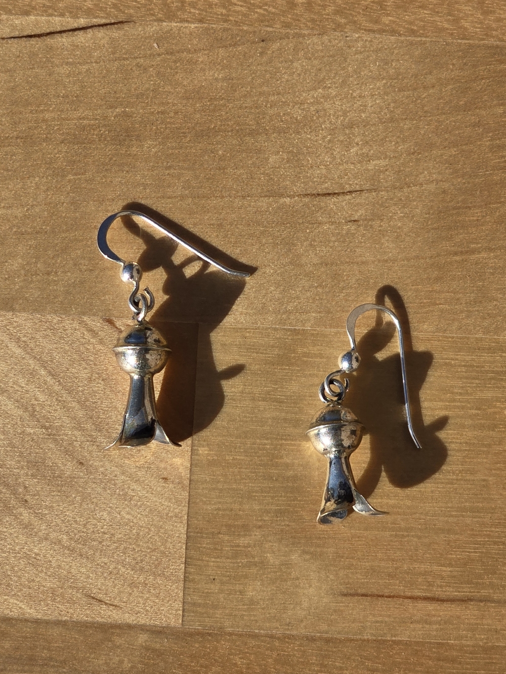 Native American Sterling Silver Squash Blossom Drop Earrings